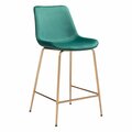 Gfancy Fixtures 38.6 x 19.7 x 24.2 in. Tony Counter Chair Green & Gold GF3670157